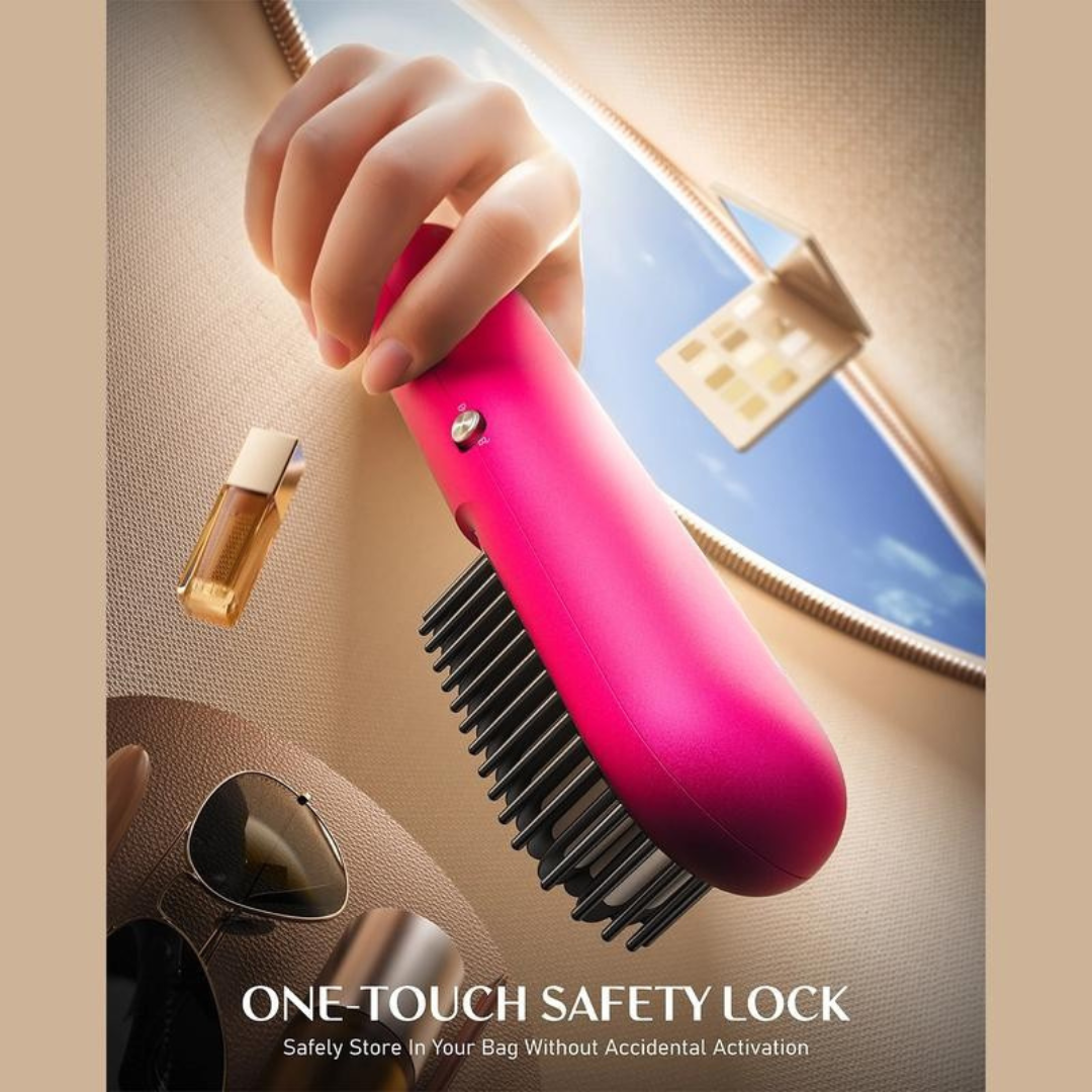 Cordless Hot Brush, 2 in 1 Straightening & Curling Brush