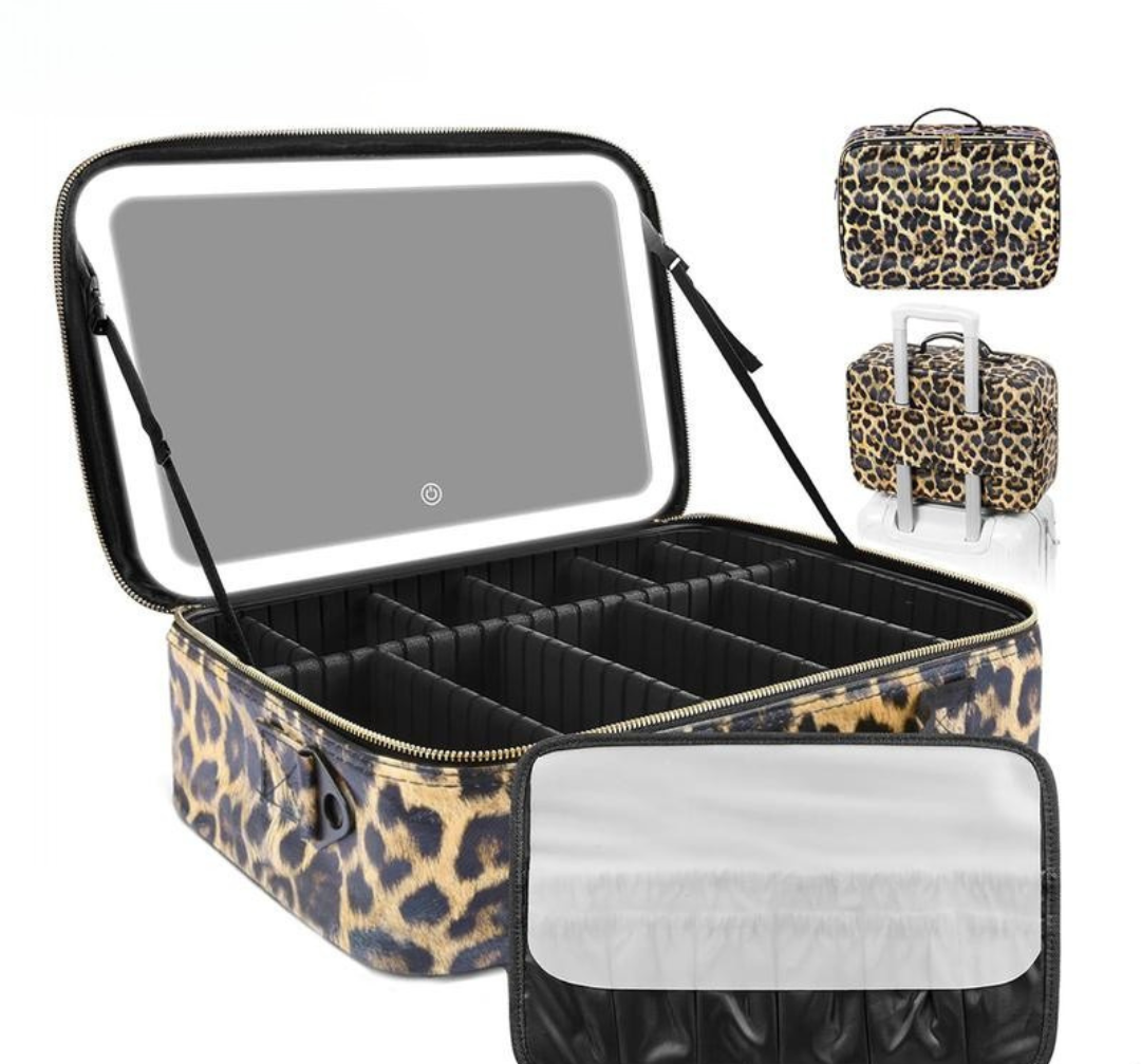 Travel Makeup Bag with LED mirror