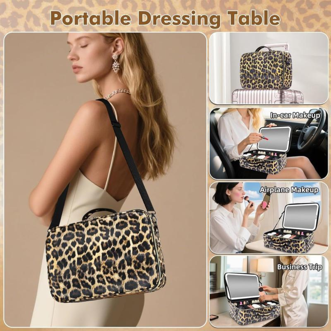 Travel Makeup Bag with LED mirror