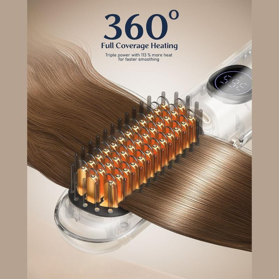 Cordless Hot Brush, 2 in 1 Straightening & Curling Brush