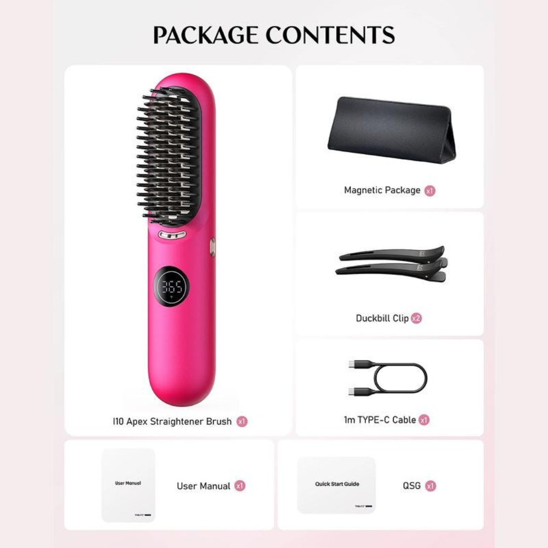Cordless Hot Brush, 2 in 1 Straightening & Curling Brush